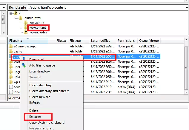 WordPress में Too Many Redirects Error Fix कैसे करें 6 deactive all plugins with ftp
