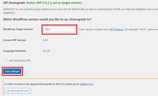 WordPress Version Check and Upgrade कैसे करें 6 wp downgrade