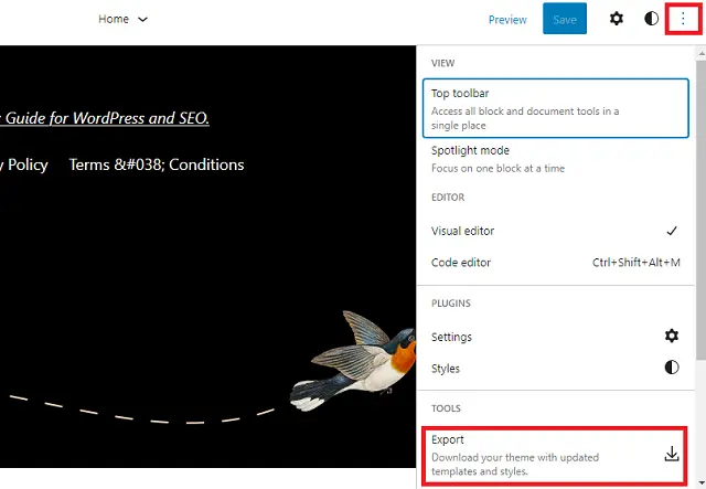 WordPress Theme Export कैसे करें 2 theme export